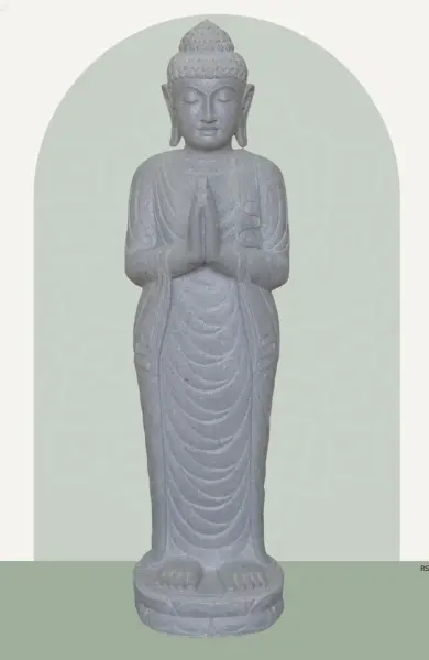 Product image 1 of the product “Standing Buddha made of Riverstone, position Namaskara , H. 118cm. ”